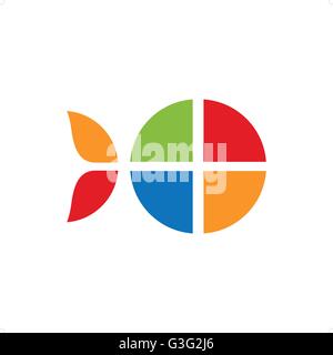 Abstract rainbow colorful red green blue and orange fish vector illustration isolated on white background. Stock Vector