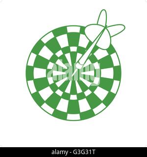 Green darts board vector illustration isolated on white background. Stock Vector