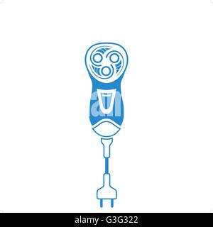 Blue electric shaver icon vector illustration isolated on white background. Stock Vector