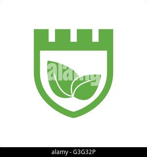 Green nature protection logo vector illustration isolated on white background. Stock Vector