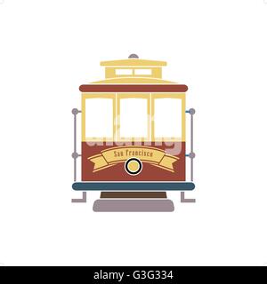 San Francisco streetcar tramway vector illustration isolated on white background. Stock Vector
