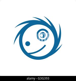 Blue ragged cartoon style mascot vector illustration isolated on white background. Stock Vector