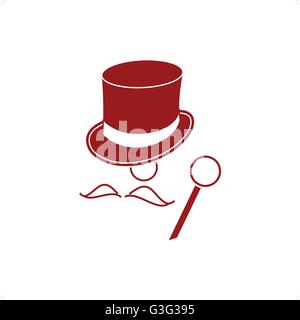 Red baron mister with heat  mustache and stick vector illustration isolated on white background. Stock Vector