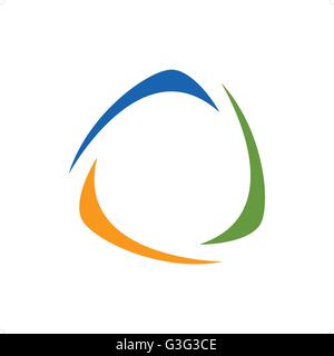 Stylized blue green and orange boomerang logo vector illustration isolated on white background. Stock Vector