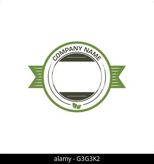 Green gardening crest logo vector illustration isolated on white background. Stock Vector