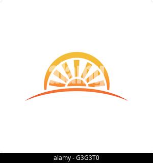 Beautiful stylized solar sun vector illustration isolated on white background. Stock Vector