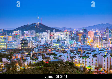 Seoul city skyline at night in South, Korea. Stock Photo