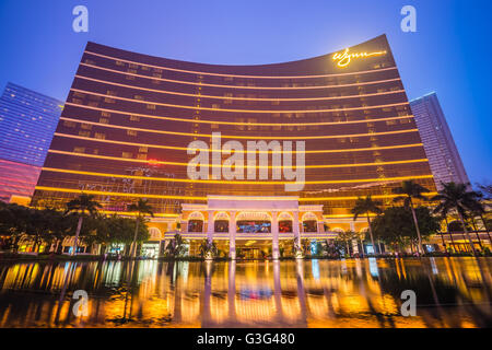 Macau, China - March 12, 2016: Wynn Macau is a luxury integrated resort in Macau Peninsula, Macau, China, offering gaming combin Stock Photo