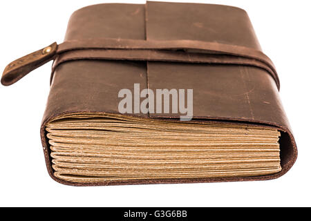 Old diary isolated on white background Stock Photo