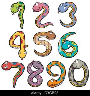 Vector illustration of Snake in form number set Stock Vector
