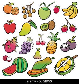 Vector Illustration of Fruits set Stock Vector