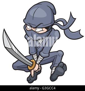 Vector illustration of Cartoon Ninja Stock Vector