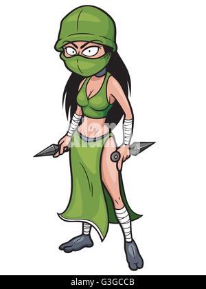 Vector Illustration Of Cartoon Female Ninja Stock Vector Image Art Alamy