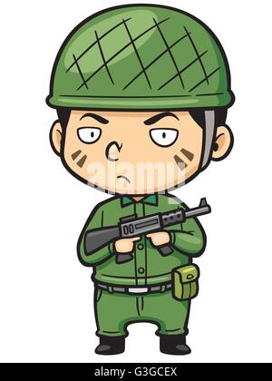Vector illustration of Cartoon Soldier Stock Vector