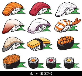 Vector Illustration of Sushi set Stock Vector