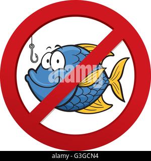 Vector illustration of No fishing sign Stock Vector