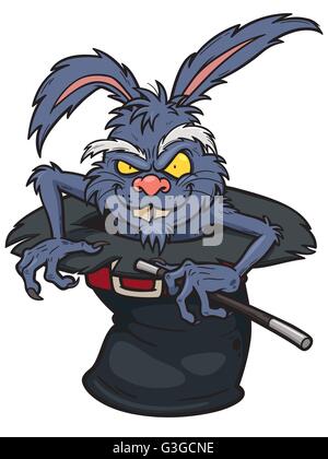 Vector illustration of bunny rabbit in a magic hat Stock Vector