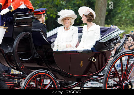 British royal family in carriiges travelling down the mall for the trooping the colour Stock Photo