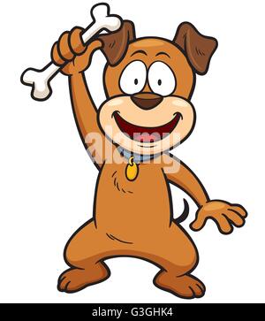Vector illustration of Cartoon Dog holding bone Stock Vector
