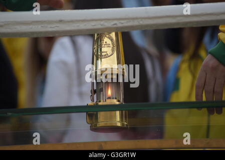 Athens, Greece. 27th Apr, 2016. Olympic Flame is ready to travel in Brazil. © Dimitrios Karvountzis/Pacific Press/Alamy Live News