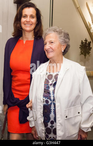 (L to R) Pascale Pouzadoux director and Marthe Villalonga actress of the film The Final Lesson (La Derniere lecon) poses for the cameras during a reception party for the Festival du Film Francais au Japon 2016 at the Embassy of France on June 24, 2016, Tokyo, Japan. This year 13 movies will be screened during the festival from June 24th to 27th. © Rodrigo Reyes Marin/AFLO/Alamy Live News Stock Photo