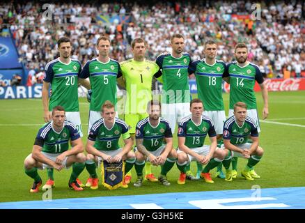 21.06.2016. Paris, France. UEFA Euro 2016 Group C match between Northern Ireland and Germany at the Parc des Princes stadium in Paris, France, 21 June 2016. Northern ireland team line-up Stock Photo