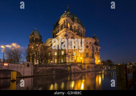 Berlin Cathedral or Berliner Dom reflected in the River Spree, Berlin, Germany Stock Photo