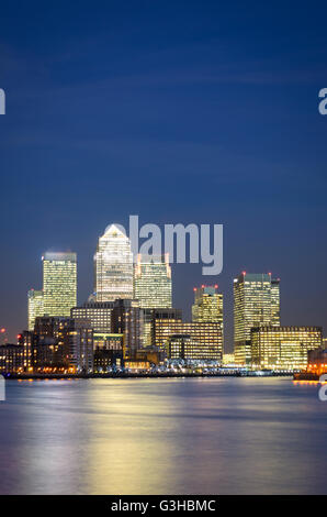 London, Canary Wharf (blue hour) Stock Photo