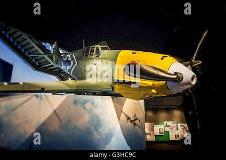 World War Propeller War Plane restored and displayed Stock Photo