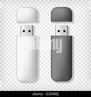 Two usb memory sticks mockup Stock Vector