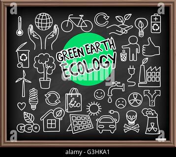 Green Earth Ecology doodle set Stock Vector