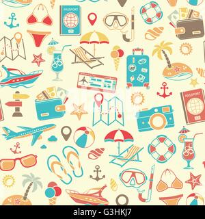 Vacation and Tourism Seamless Pattern Stock Vector