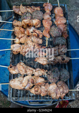 Barbecue grilled meat on grill Stock Photo