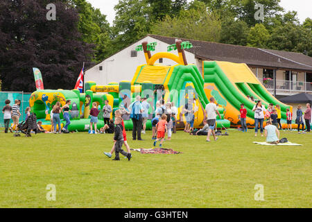 Bouncy Castles, children's area, Alresford Music Festival 2016, Alresford, Hampshire, England, United Kingdom. Stock Photo