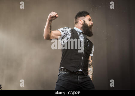 Landgraaf, Netherlands. 11th June, 2016. Skillet perform live at Pinkpop Festival 2016 in Landgraaf. © Roberto Finizio/Pacificf Press/Alamy Live News Stock Photo