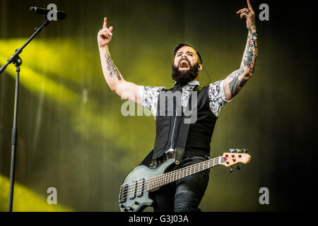 Landgraaf, Netherlands. 11th June, 2016. Skillet perform live at Pinkpop Festival 2016 in Landgraaf. © Roberto Finizio/Pacificf Press/Alamy Live News Stock Photo