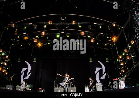 Landgraaf, Netherlands. 11th June, 2016. The american hard rock band Halestorm pictured on stage as they perform live at Pinkpop Festival 2016 in Landgraaf Netherlands © Roberto Finizio/Pacificf Press/Alamy Live News Stock Photo