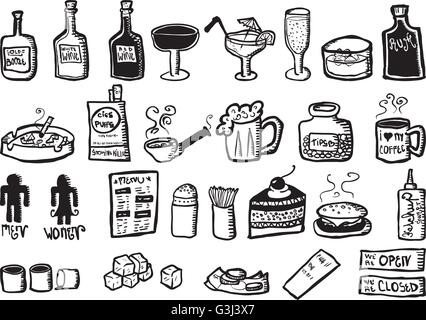 Restaurant / bar doodle sheet Stock Vector