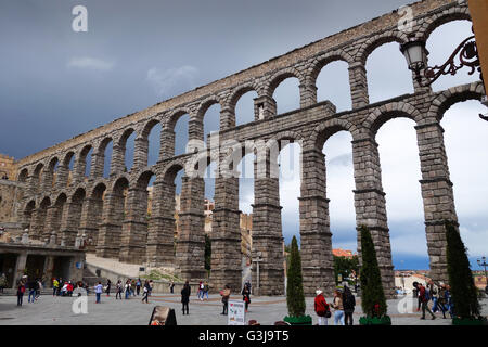 Roman Aqueduct in Segovia Spain Stock Photo