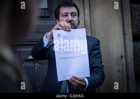 Rome, Matteo Salvini at Regina Coeli prison to promote chemical castration for pedophiles ( Photo by: Andrea Ronchini/Pacific Press) Stock Photo