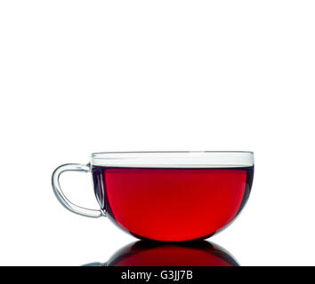 Glass cup of black tea. Isolated on white background Stock Photo