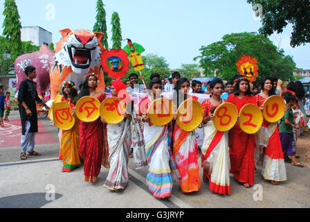 Sylhet, Bangladesh. 14th Apr, 2016. People take out a colorful Stock ...