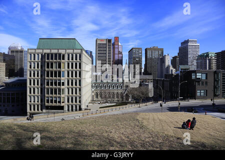 View of downtown Montreal with the main campus of McGill University in foreground. Montreal,Quebec,Canada Stock Photo