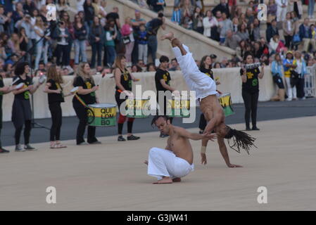 Athens, Greece. 27th Apr, 2016. Capoeira during the hand-over ceremony of the Olympic Flame. © Dimitrios Karvountzis/Pacific Press/Alamy Live News