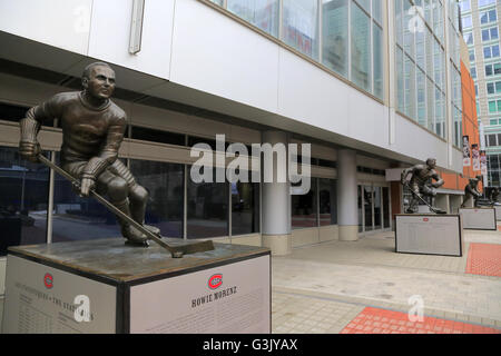 The statues of famous Ice hockey players of National Hockey League's Montreal Canadiens at Centre Bell.Montreal,Quebec,Canada Stock Photo