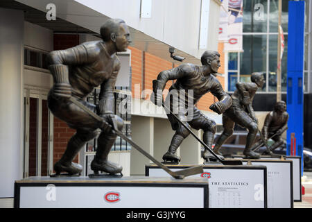 The statues of famous Ice hockey players of National Hockey League's Montreal Canaiens at Centre Bell.Montreal,Quebec,Canada Stock Photo