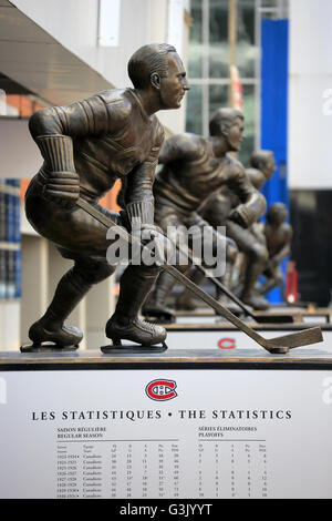 The statues of famous Ice hockey players of National Hockey League's Montreal Canaiens at Centre Bell.Montreal,Quebec,Canada Stock Photo