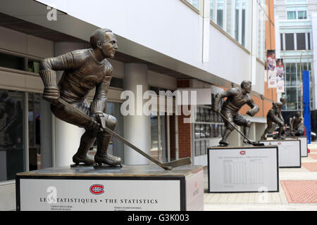 The statues of famous Ice hockey players of National Hockey League's Montreal Canaiens at Centre Bell.Montreal,Quebec,Canada Stock Photo