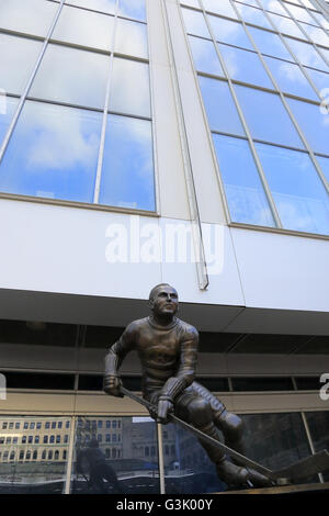 The statues of famous Ice hockey players of National Hockey League's Montreal Canaiens at Centre Bell.Montreal,Quebec,Canada Stock Photo