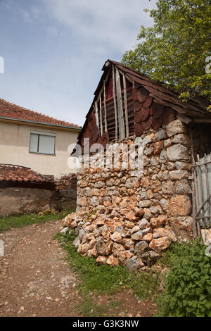 Adobe house in Ohrid, Macedonia. Old Villages Stock Photo